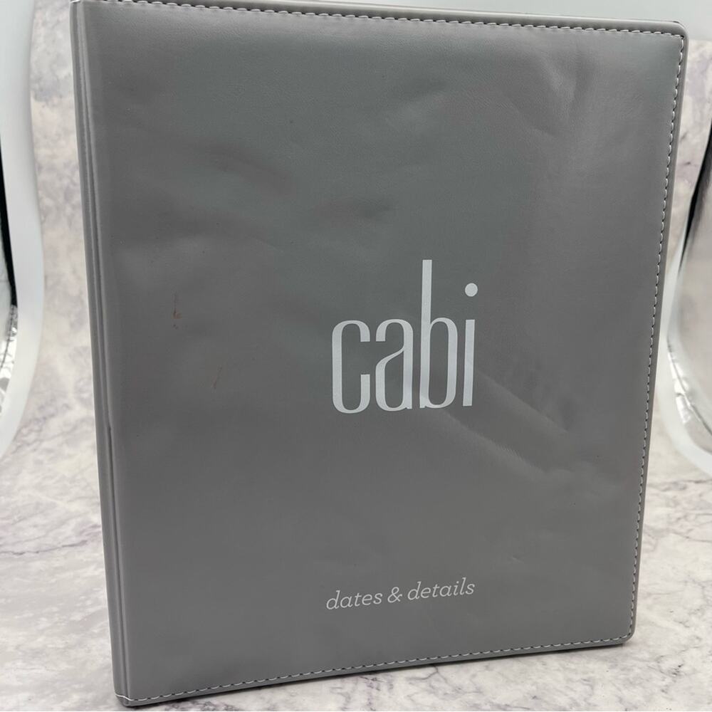 Cabi, 1" Gray Dates & Details Binder. 9.5"x11.5" Overall Size. Good condition!